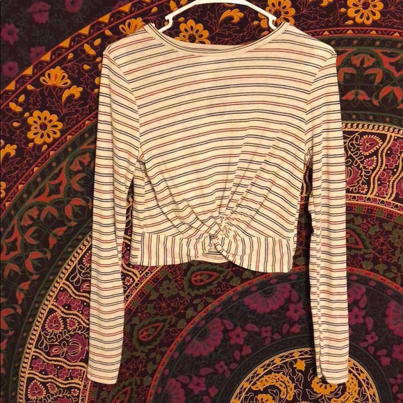 Tops - Long-sleeved Cropped Ribbed Tee